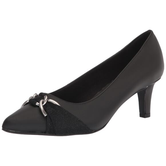 NWT Easy Street Women's Electa Pump, Black Satin, 8.5 Wide - Picture 1 of 7